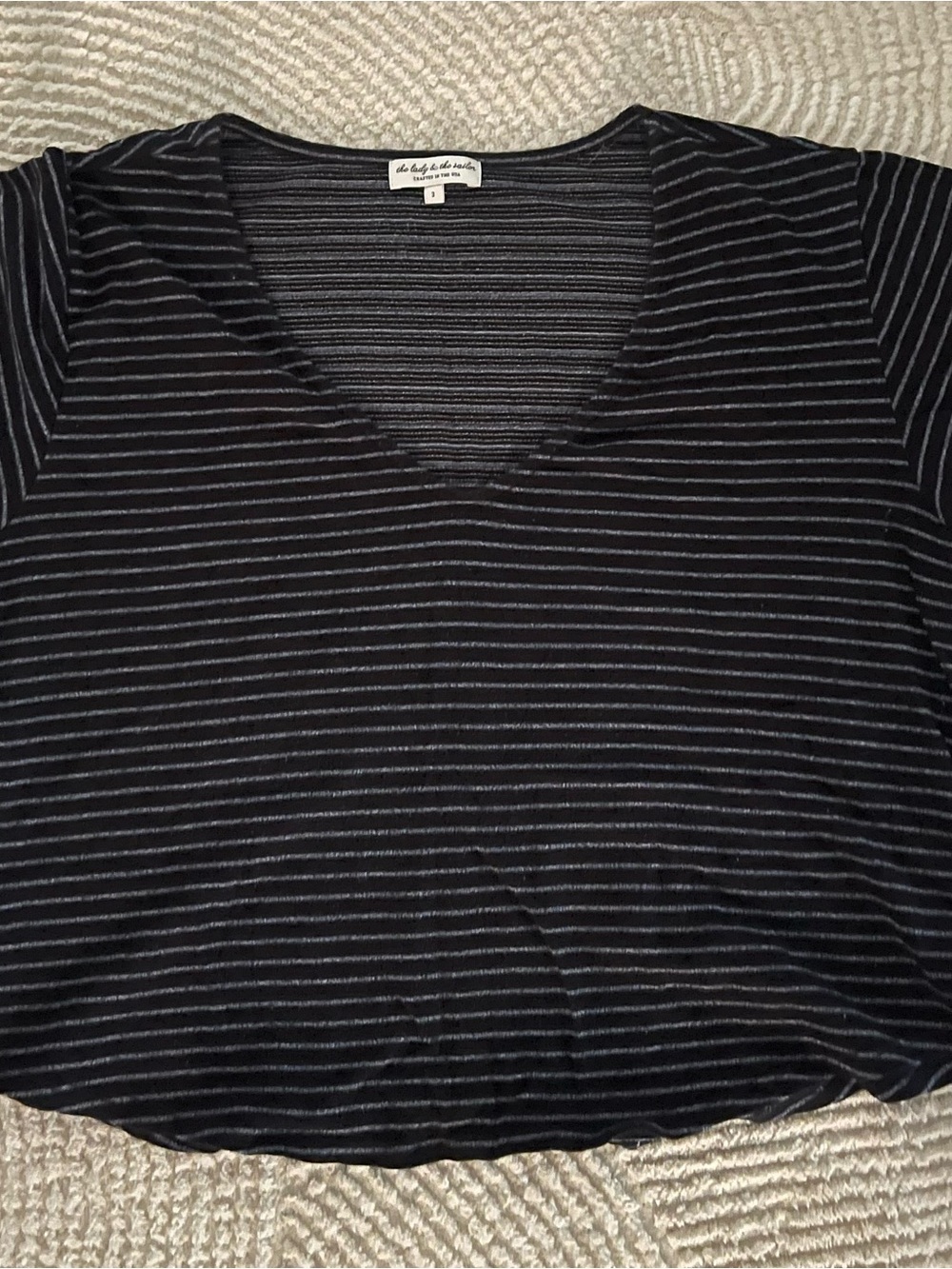 Striped Black V-Neck Crop Top
